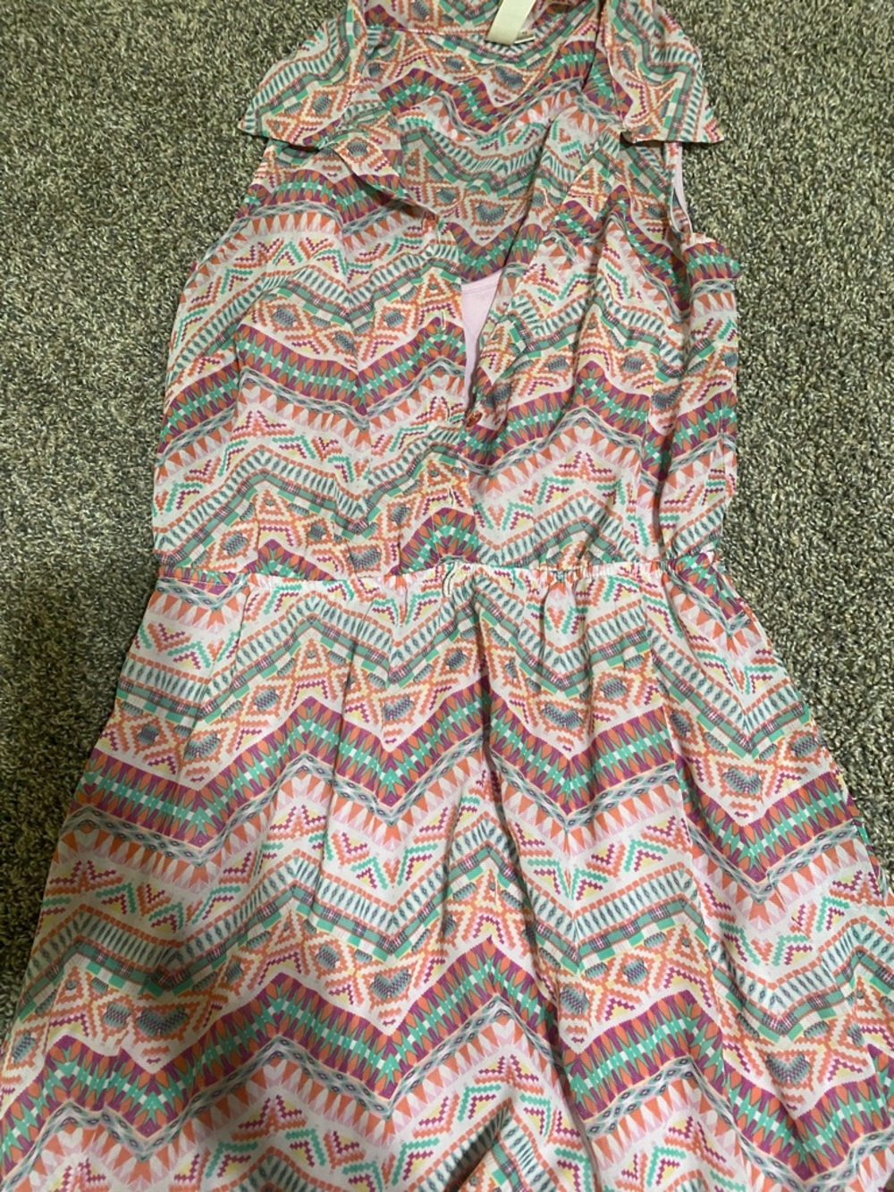 Emma & Michele Multi-Color Backless Sundress - Pink & Green